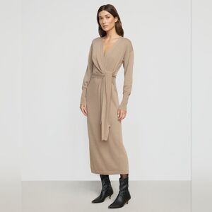 Linden Front-Wrap Sweater Dress in Shiitake